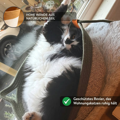 Instinkt Katzenkorb | Entdecke den ersten wissenschaftlich fundierten natürlichen Rückzugsort für Wohnungskatzen