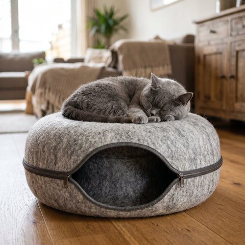 Wooflyx Peekaboo Donut – Katzenhöhle mit Kuscheltunnel für mehr Geborgenheit