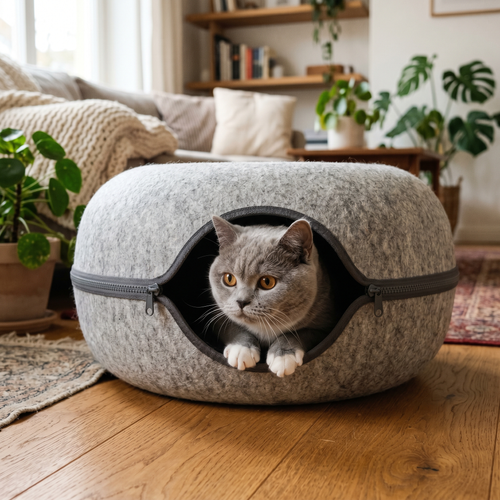 Wooflyx Peekaboo Donut – Katzenhöhle mit Kuscheltunnel für mehr Geborgenheit