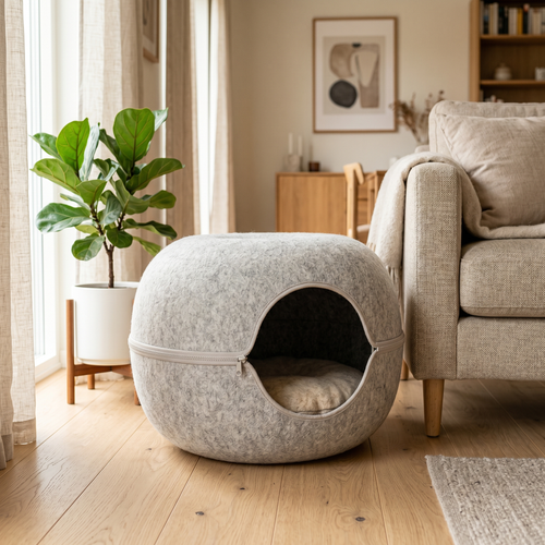 Wooflyx Peekaboo Donut – Katzenhöhle mit Kuscheltunnel für mehr Geborgenheit