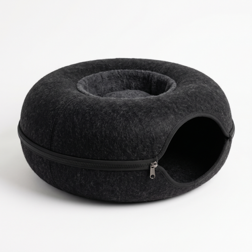 Wooflyx Peekaboo Donut – Katzenhöhle mit Kuscheltunnel für mehr Geborgenheit